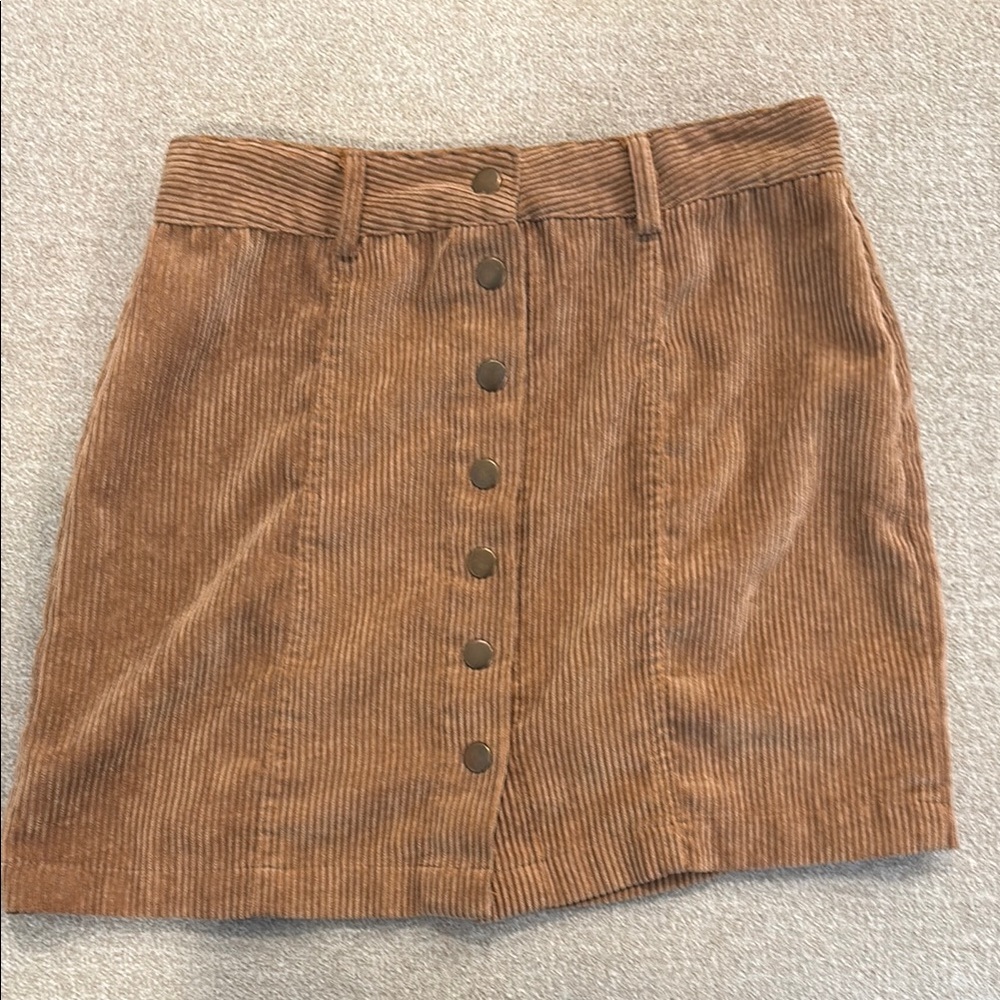 FAVLUX Tan Corduroy Mini Skirt Casual